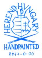 DN "Pro Incolumitate" jelzett Herendi porcelán, kézzel festett, eredeti díszdobozban (88mm...