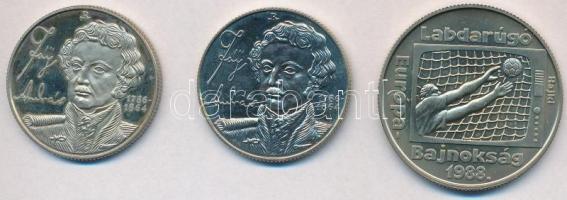 1986. 100Ft alpakka "Fáy András" (2x) + 1988. 100Ft alpakka "Labdarúgó EB" T:BU,...