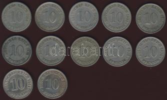 Német Császárság 1893-1915. 10Pf(12x) ebből 10klf T:2/3,3