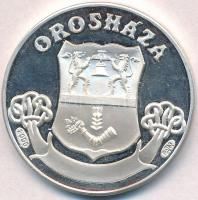 Rajki László (1939-) 2000. "Szent István Millennium / Orosháza" jelzett Ag emlékérem, pere...