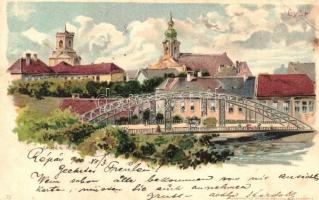 5 db RÉGI litho városképes lap a Történelmi Magyarország területéről Geiger Richárd szignóval; Temes...