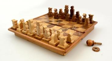 Sakk készlet, fa, minimalista bábukkal