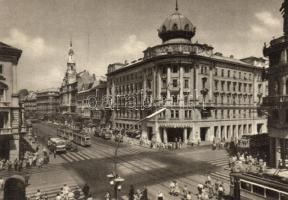 6 db MODERN főként megíratlan magyar városképes képeslap villamosokkal, Budapest, Szombathely, Erzsébet híd / 6 MODERN mostly unused Hungarian townview postcards with trams