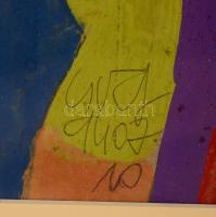 Cs. Németh Miklós (1934-2012): Csoportkép. Tempera, papír, jelzett, üvegezett keretben, 32×63 cm