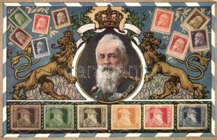 Prinzregent Luitpold von Bayern / Luitpold, Prince Regent of Bavaria, stamp decorated postcard, Ottmar Zieher No. 150.