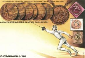 4 db MODERN olimpia témájú képeslap, Róma, Moszkva, München, Olympiafilia Budapest '92 / 4 MODERN motive cards, Olympics