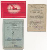 cca 1950 3 db különféle MKP tagsági igazolvány, köztük Rákos Mátyás Egyedi Gépgyár is