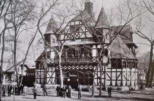 1896 Ezredéves kiállítási Emlék Budapest fotó album 12 képpel; díszes kiadói egészvászon kötésben, b...