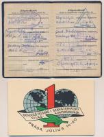 1963 Szakszervezeti tagsági könyv tagsági bélyegekkel, propagandalappal