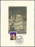 Vertel József (1922-1993): Budapest, Parlament. Rézkarc, papír, jelzett, 12x8 cm.