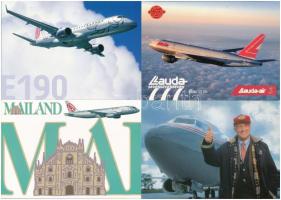 7 db MODERN használatlan repülős motívumlap, Niki Lauda légitársasága, Lauda Air képeslapok / 10 MODERN unused airplane motive cards, Niki Laudas airline Lauda Air postcards