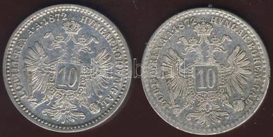 Ausztria 1872. 10Kr Ag (2x) T:2/3+
