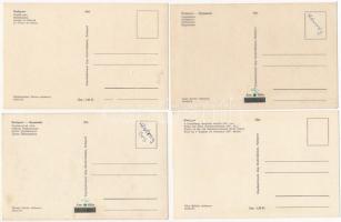 Budapesti látképek, 4 db kisgrafika különböző művészektől (Élesdy, Gerstenbrein, Füle, Nagy), rézkar...