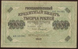 1917-20. Oroszország 5db klf bankjegy jobbakkal T:II+,II,III+