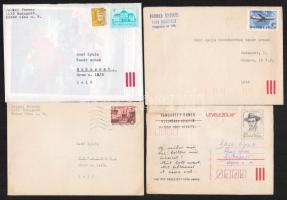 Festők, grafikusok aláírásai kiállítási meghívókon 8 db borítékban elküldve. Varga Győző, Bíró Imre,...