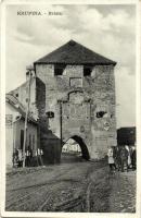 Korpona, Krupina; várkapu, Eternit reklám, Anton Ruzinak kiadása / castle gate, advertisement (EK)