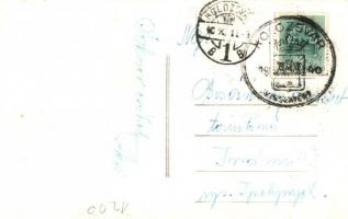 Kolozsvár, Cluj; Hitler Adolf tér, országzászló, templom, automobilok / square, national flag, churc...