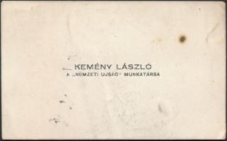 Kemény László (1901-?): Karikatúra, ceruza, papír, 'Kemény László A Nemzeti Ujság Munkatársa ...