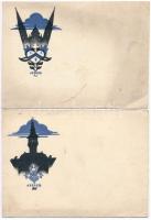 4 db RÉGI használatlan cserkész motívumos képeslap, ebből három grafikai lap Bozó aláírásával, egy pedig az I. Lengyel Nemzeti Jamboree, Spala reklámlapja / 4 pre-1945 unused scouting postcards, 3 graphic art with Bozó signatures, 1 polish scouting advertisement