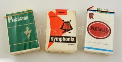 3 csomag bontatlan cigaretta(Symphonia, Partagas, Pénzügyőr)