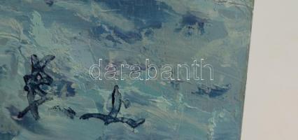 Olvashatatlan jelzéssel: Tél a faluban. Olaj, farost, 30x40 cm