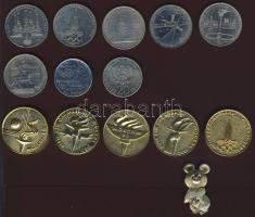 1978-80 Szovjetunió 6klf 1R "Olimpia" + S. Marino 1980. 100L "Olimpia" + Lengyelország 1980. 20Zl "Olimpia" + 5klf szovjet "Olimpia" zseton + jelvény T:1,2