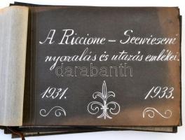 1931-33 Egy osztrák-olasz körutazás emlékei, fotók és képeslapok (kb. 200 db) bőrborítású albumban, ...