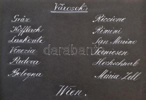 1931-33 Egy osztrák-olasz körutazás emlékei, fotók és képeslapok (kb. 200 db) bőrborítású albumban, ...