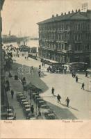 Fiume, Piazza Adamich / square, tram, restaurant, road construction (cut)