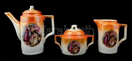 Zsolnay mitológiai jelenetes teás készlet, matricás, jelzett (Angelica Kauffman), kopott, plusz egy ...