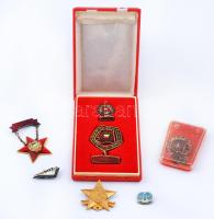 6db-os szocialista jelvény tétel: "Szocialista Brigád" (2xklf), "KISZ - Szocialista hazánkért", "KISZ - A szakma kiváló tanulója", "Kiváló Dolgozó", "BVK - Borsodi Vegyi Kombinát 10 éves törzsgárda" T:1-,2,2-