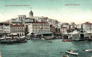 Constantinople, Pera, Galata, port with ships (EK)