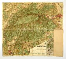 1933 Bükk-hegység térképe, kiadja az M. Kir. Állami Térképészet, 101x81 cm