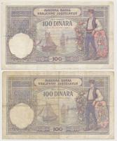 Jugoszlávia 1929. 100D (6x) közte 2db sorszámkövető + Szerbia / Német megszállás 1941. 1000D (500D-o...