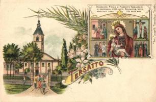 Fiume, Trsat, Tersatto; church, life of Jesus Christ, floral Art Nouveau litho (EK)