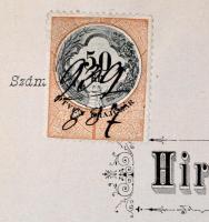 1887 Bp., Erzsébetváros, házassági kihirdetési bizonyítvány, okmánybélyeggel