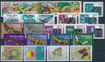 Butterfly, animals 44 stamps, Lepke, állat motívum 44 db bélyeg és 1 blokk 2 stecklapon