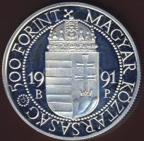 1991. 500Ft Ag "II.János Pál" T:PP díszdobozban