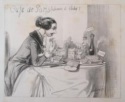 1839 Cafe de Paris. Politikai karikatúra. Kőnyomat / Lithographed political caricature. 24x32 cm