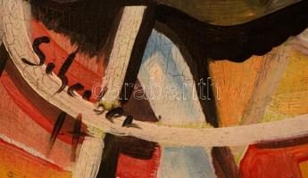 Scheiber jelzéssel: Nők a bárban. Olaj, farost, 70×52 cm