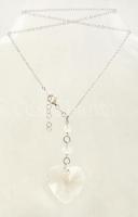 Ezüst(Ag) nyaklánc, szív alakú függővel, jelzett, h: 40 cm, bruttó: 14,5 g