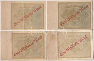 Németország / Weimari Köztársaság 1922. 1000M "Eine Milliard Mark" felülnyomással (10x) T:...