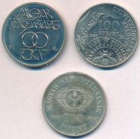 1984. 100Ft Cu-Ni "FAO" + 1985. 100Ft alpakka "Kulturális Fórum" + 1986. 100Ft a...