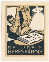 Földes Imre (1881-1948): Ex libris Béres Károly, klisé, papír, 10,5×8,5 cm