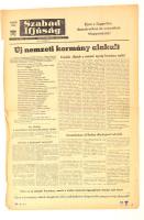 1957 Vádolnak az igazi tanúk...Tiltakozó Nagygyűlés a Sportcsarnokban az ENSZ ötös bizottságának jelentése ellen, Bp., Hazafias Népfront-Országos Béketanács, 1 felvágatlan ív, hiányos.