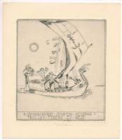 Vadász Endre (1901-1944): A Fricsay-házaspár kisgrafikája, rézkarc, papír jelzett, hátoldalán pecséttel jelzett, 13,5×12 cm