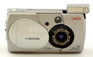 Olympus C-220 Zoom 2.0 Megapixel digitális fényképezőgép, 2 db ceruzaelemmel működik, kopásnyomokkal, működőképes állapotban