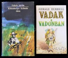 Gerald Durrel: Vadak a vadonban. Bp., 1988, Natura. Kartonált papírkötésben, jóállapotban.; Fekete István: Kittenberger Kálmán élete. Bp., 1962, Móra. Kartonált papírkötésben, jó állapotban.