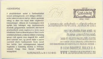 DN 1000Ft "A Szabadság Kávéház szükségpénze", melyet a kávéház az 1919-es évben kiadott sz...