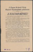 1956 A Magyar Dolgozók Pártja Központi Vezetőségének nyilatkozata A Magyar Néphez, röplap, 1956. október 26., 22x14 cm.